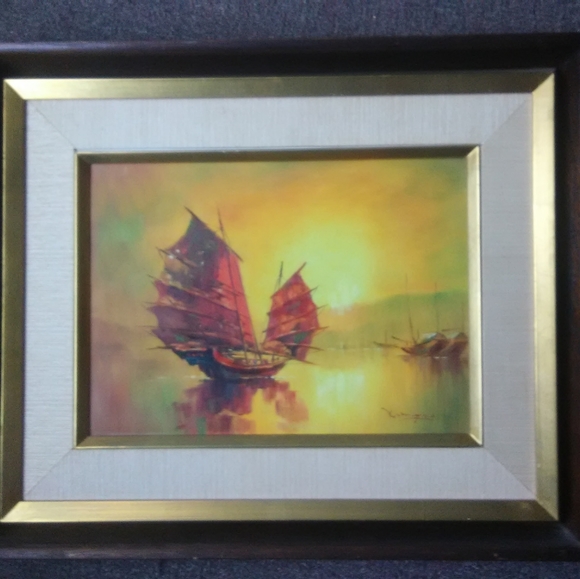 Vintage Oriental PaintingOil on Canvas with Signature